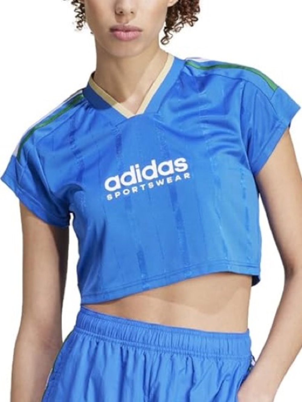 adidas Blue Crop Soccer Jersey  with Red Shoulder Stripe ⚽️ 🇮🇹🇲🇽